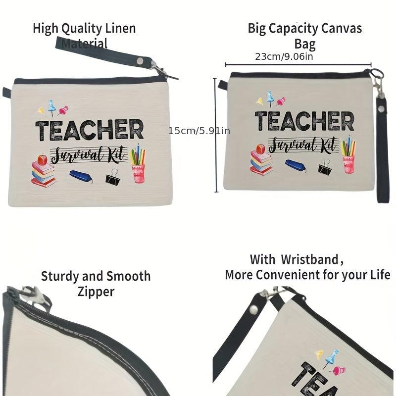 Letter Print Zipper Pouch Carry On Bag for Teacher