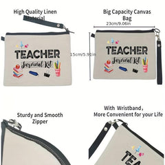 Letter Print Zipper Pouch Carry On Bag for Teacher