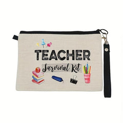 Letter Print Zipper Pouch Carry On Bag for Teacher