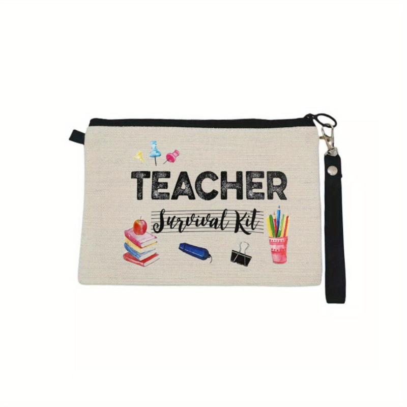 Letter Print Zipper Pouch Carry On Bag for Teacher