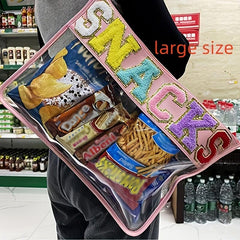 Chenille Letter Patch PVC Pouch Zipper Travel Cosmetic Bag