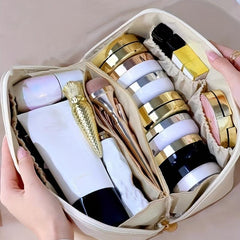 Solid Makeup Pouch Zipper Travel Storage Bag