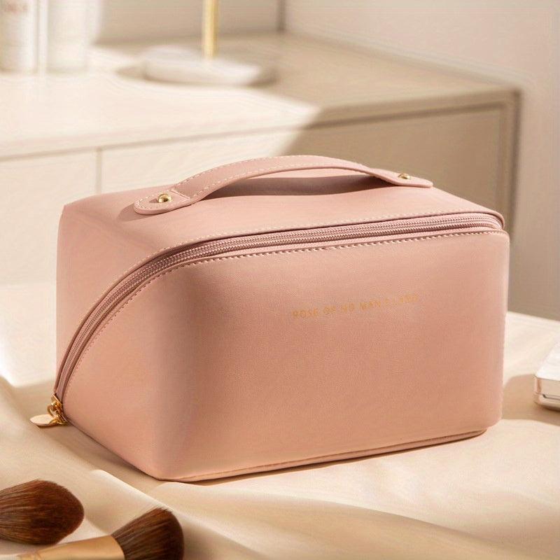 Solid Makeup Pouch Zipper Travel Storage Bag