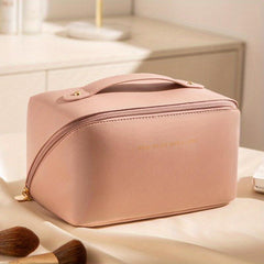 Solid Makeup Pouch Zipper Travel Storage Bag