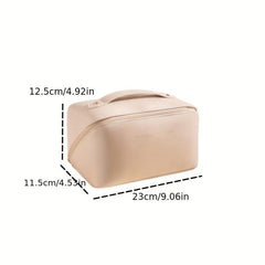 Solid Makeup Pouch Zipper Travel Storage Bag