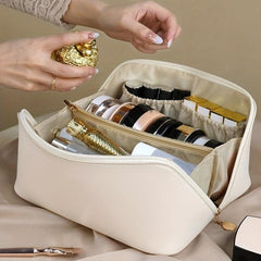 Solid Makeup Pouch Zipper Travel Storage Bag