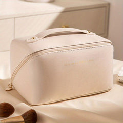 Solid Makeup Pouch Zipper Travel Storage Bag