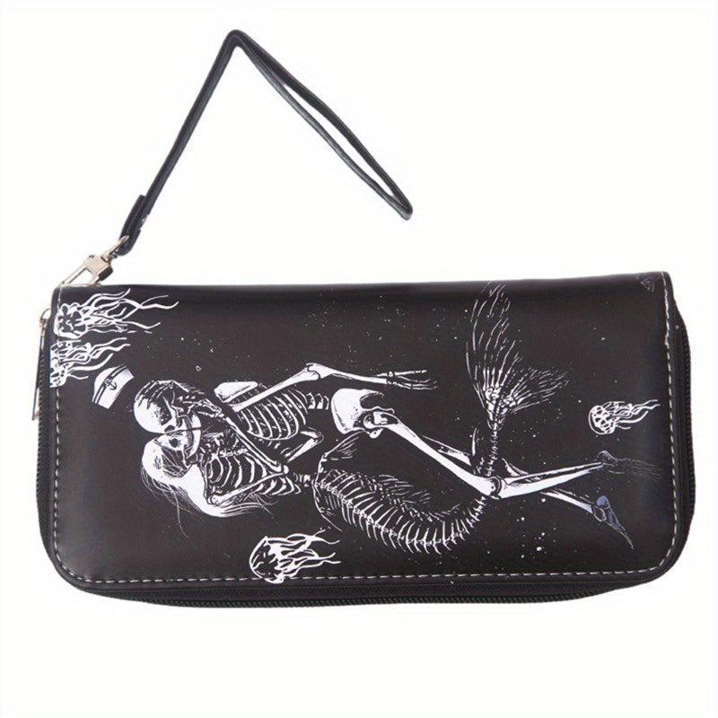 Gothic Skull Pattern Card Holder Vintage Large Capacity Coin Purse