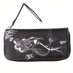 Gothic Skull Pattern Card Holder Vintage Large Capacity Coin Purse