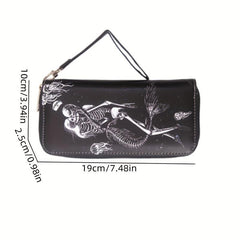 Gothic Skull Pattern Card Holder Vintage Large Capacity Coin Purse