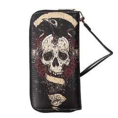 Gothic Skull Pattern Card Holder Vintage Large Capacity Coin Purse