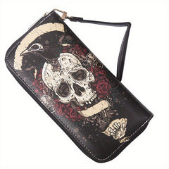 Gothic Skull Pattern Card Holder Vintage Large Capacity Coin Purse