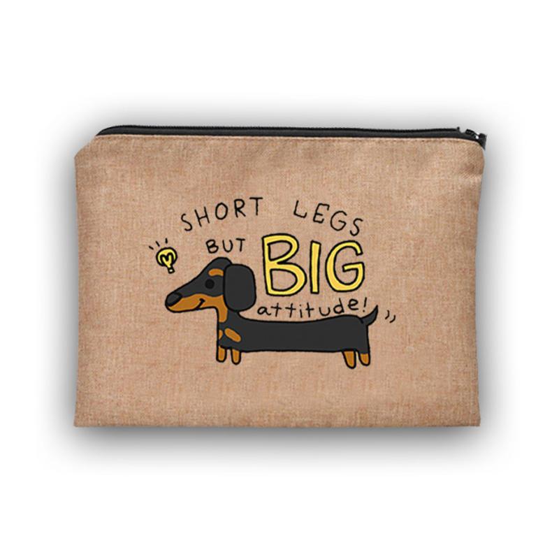 Cartoon Dog Pattern Portable Cosmetic Bag Travel Makeup Bag with Zipper