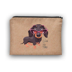 Cartoon Dog Pattern Portable Cosmetic Bag Travel Makeup Bag with Zipper