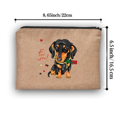 Cartoon Dog Pattern Portable Cosmetic Bag Travel Makeup Bag with Zipper