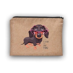 Cartoon Dog Pattern Portable Cosmetic Bag Travel Makeup Bag with Zipper