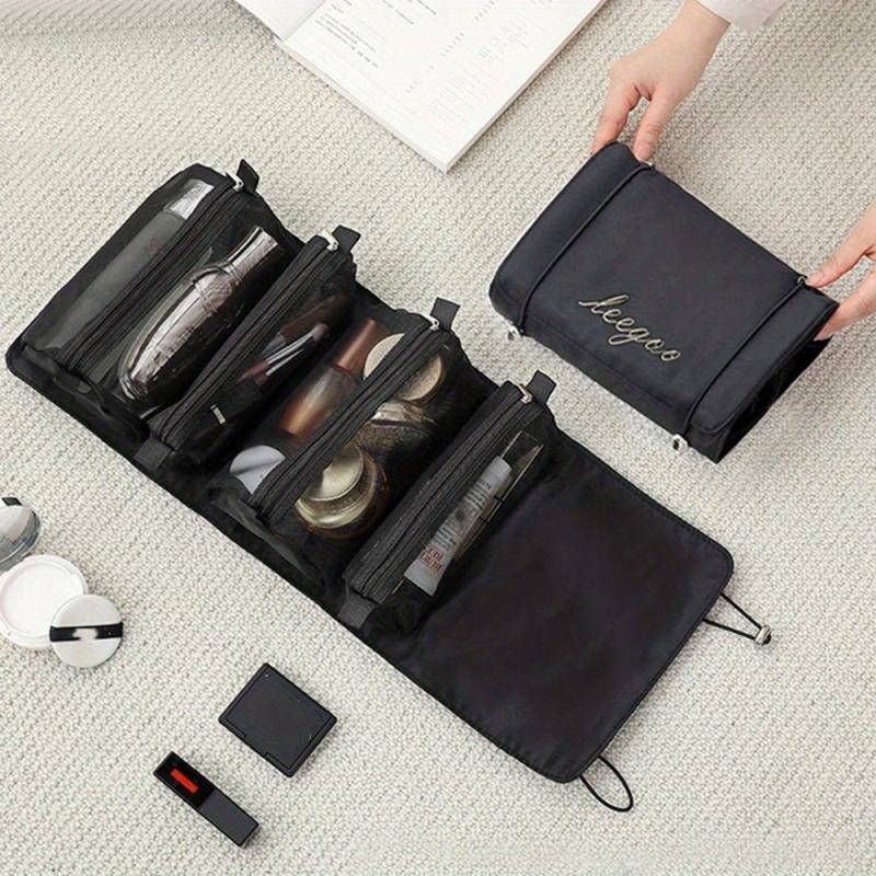 Foldable Makeup Bag 4 Removeable Pockets Nylon Mesh Separation Makeup Bag