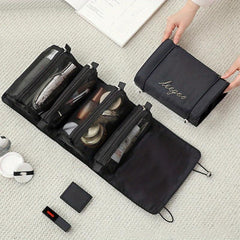 Foldable Makeup Bag 4 Removeable Pockets Nylon Mesh Separation Makeup Bag