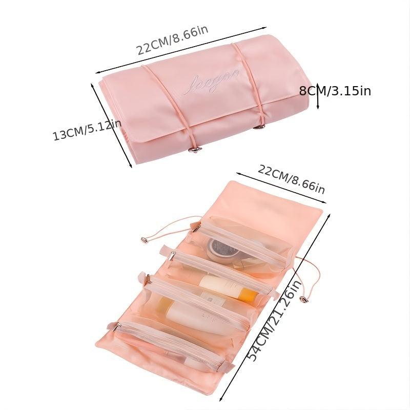 Detachable Rope Rolling Cosmetic Bag Nylon Foldable Separation Makeup Bag