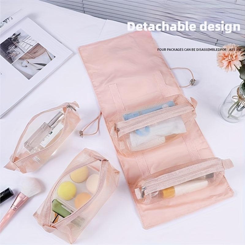 Detachable Rope Rolling Cosmetic Bag Nylon Foldable Separation Makeup Bag