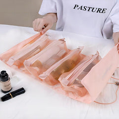 Detachable Rope Rolling Cosmetic Bag Nylon Foldable Separation Makeup Bag
