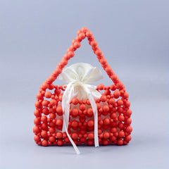 Beaded Hollow Handbag With Drawstring Inner Bag