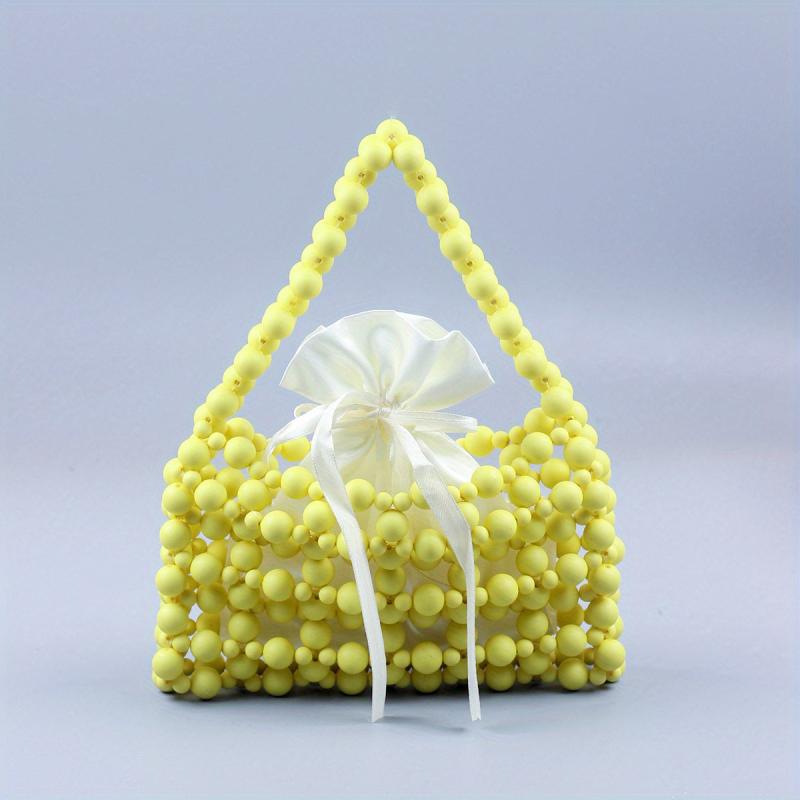 Beaded Hollow Handbag With Drawstring Inner Bag