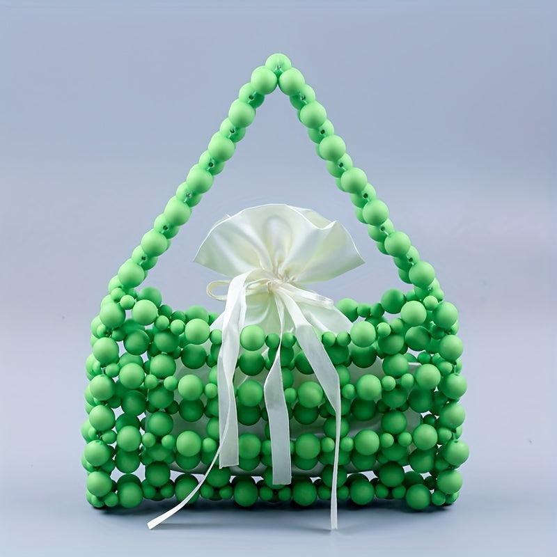 Beaded Hollow Handbag With Drawstring Inner Bag