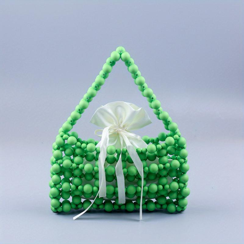 Beaded Hollow Handbag With Drawstring Inner Bag