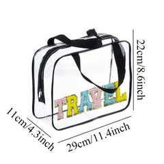 Colorful Chenille Letter Patch Handbag Toiletry Wash Bag