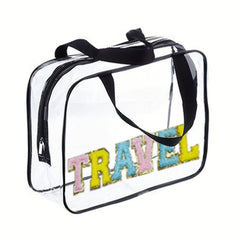 Colorful Chenille Letter Patch Handbag Toiletry Wash Bag
