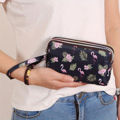 Vintage Floral Print Large Wallet Clutch Coin Purse
