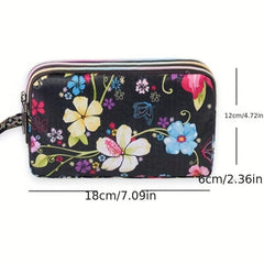 Vintage Floral Print Large Wallet Clutch Coin Purse