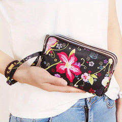 Vintage Floral Print Large Wallet Clutch Coin Purse
