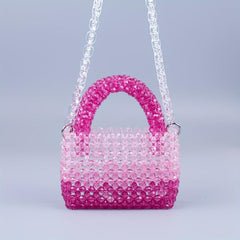Stylish Mini Gradient Beaded Crossbody Bag Acrylic Shoulder Handbag Purse