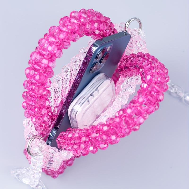 Stylish Mini Gradient Beaded Crossbody Bag Acrylic Shoulder Handbag Purse