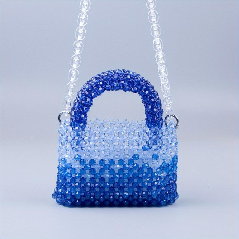 Stylish Mini Gradient Beaded Crossbody Bag Acrylic Shoulder Handbag Purse
