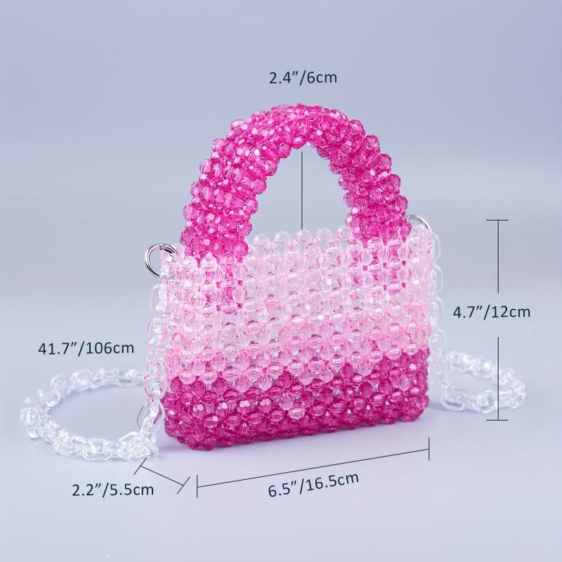 Stylish Mini Gradient Beaded Crossbody Bag Acrylic Shoulder Handbag Purse