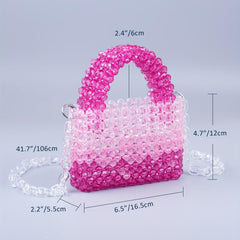 Stylish Mini Gradient Beaded Crossbody Bag Acrylic Shoulder Handbag Purse