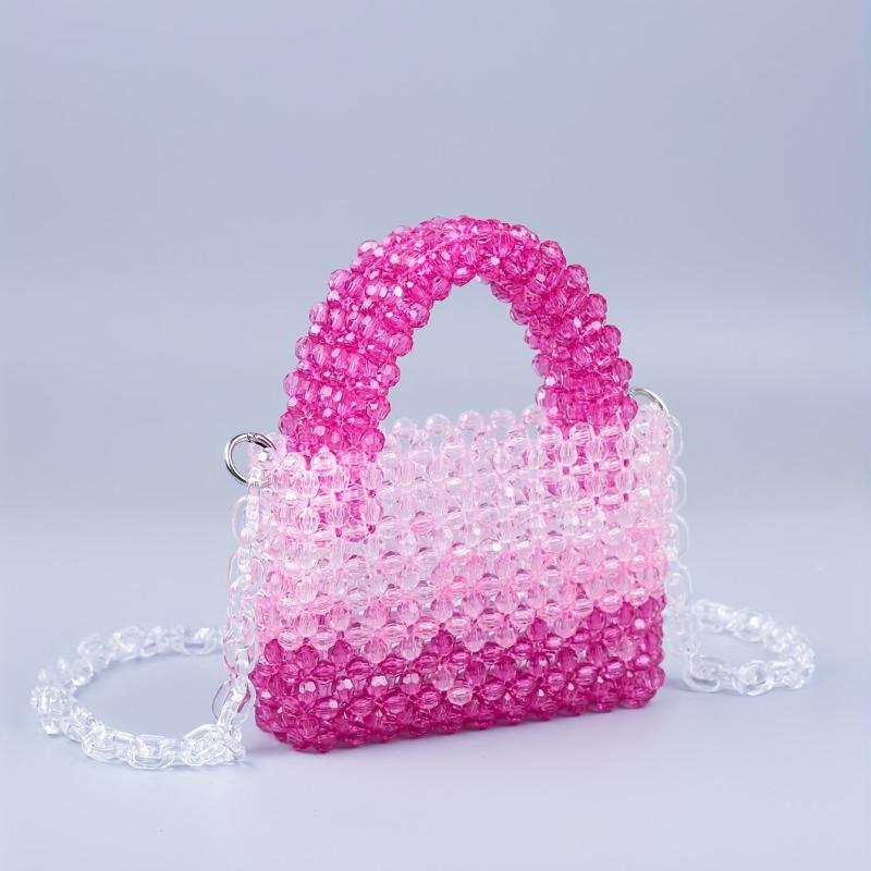 Stylish Mini Gradient Beaded Crossbody Bag Acrylic Shoulder Handbag Purse