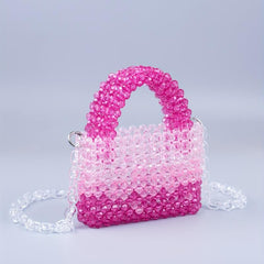 Stylish Mini Gradient Beaded Crossbody Bag Acrylic Shoulder Handbag Purse