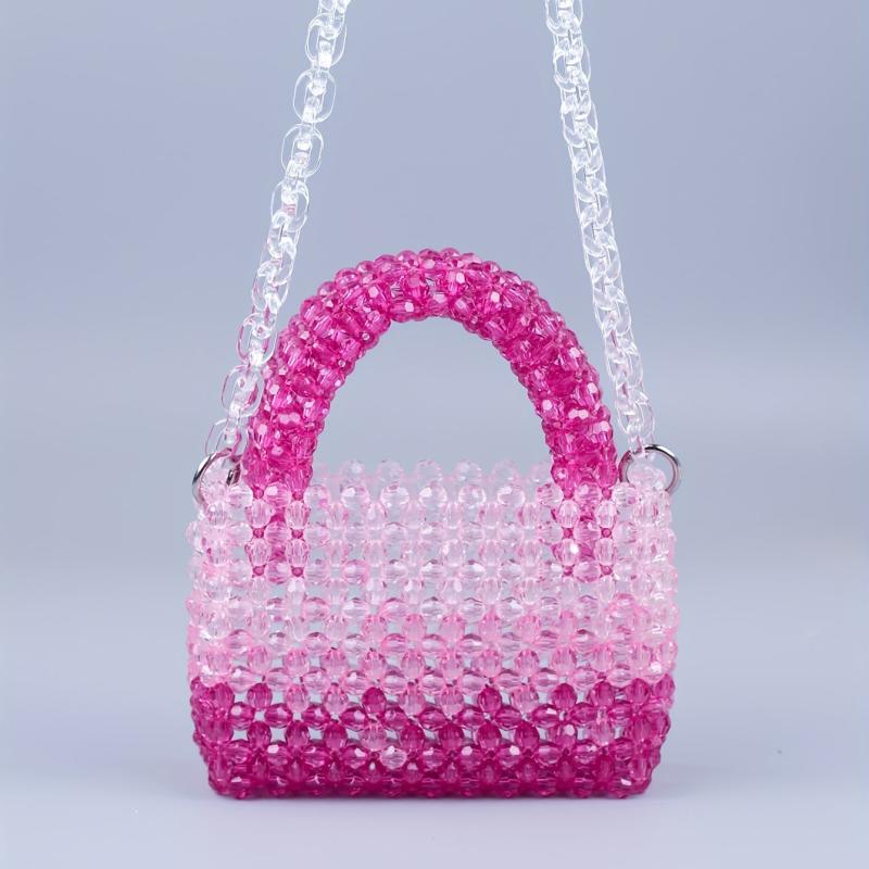 Stylish Mini Gradient Beaded Crossbody Bag Acrylic Shoulder Handbag Purse