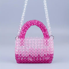 Stylish Mini Gradient Beaded Crossbody Bag Acrylic Shoulder Handbag Purse