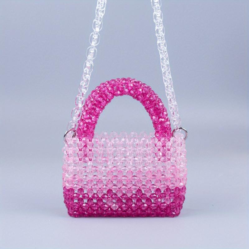 Stylish Mini Gradient Beaded Crossbody Bag Acrylic Shoulder Handbag Purse