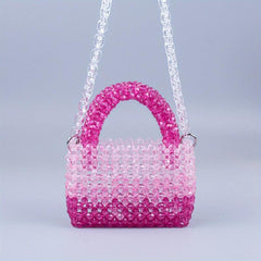 Stylish Mini Gradient Beaded Crossbody Bag Acrylic Shoulder Handbag Purse