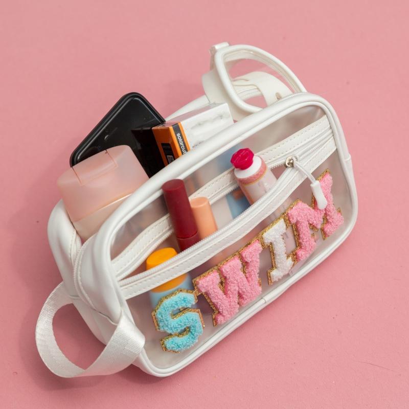 Stylish Letter Patched Cosmetic Bag Zipper Makeup Organizer