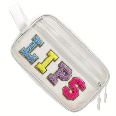 Stylish Letter Patched Cosmetic Bag Zipper Makeup Organizer