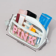 Stylish Letter Patched Cosmetic Bag Zipper Makeup Organizer