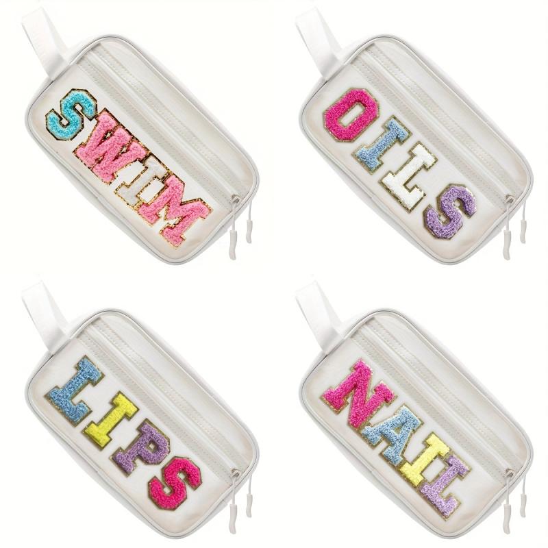 Stylish Letter Patched Cosmetic Bag Zipper Makeup Organizer