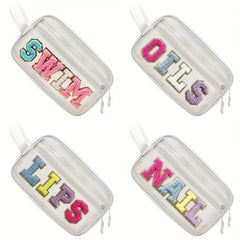 Stylish Letter Patched Cosmetic Bag Zipper Makeup Organizer
